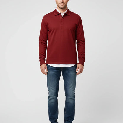 Herre Langærmet Poloshirt – Normal Pasform Til Elegant Hverdagsbrug