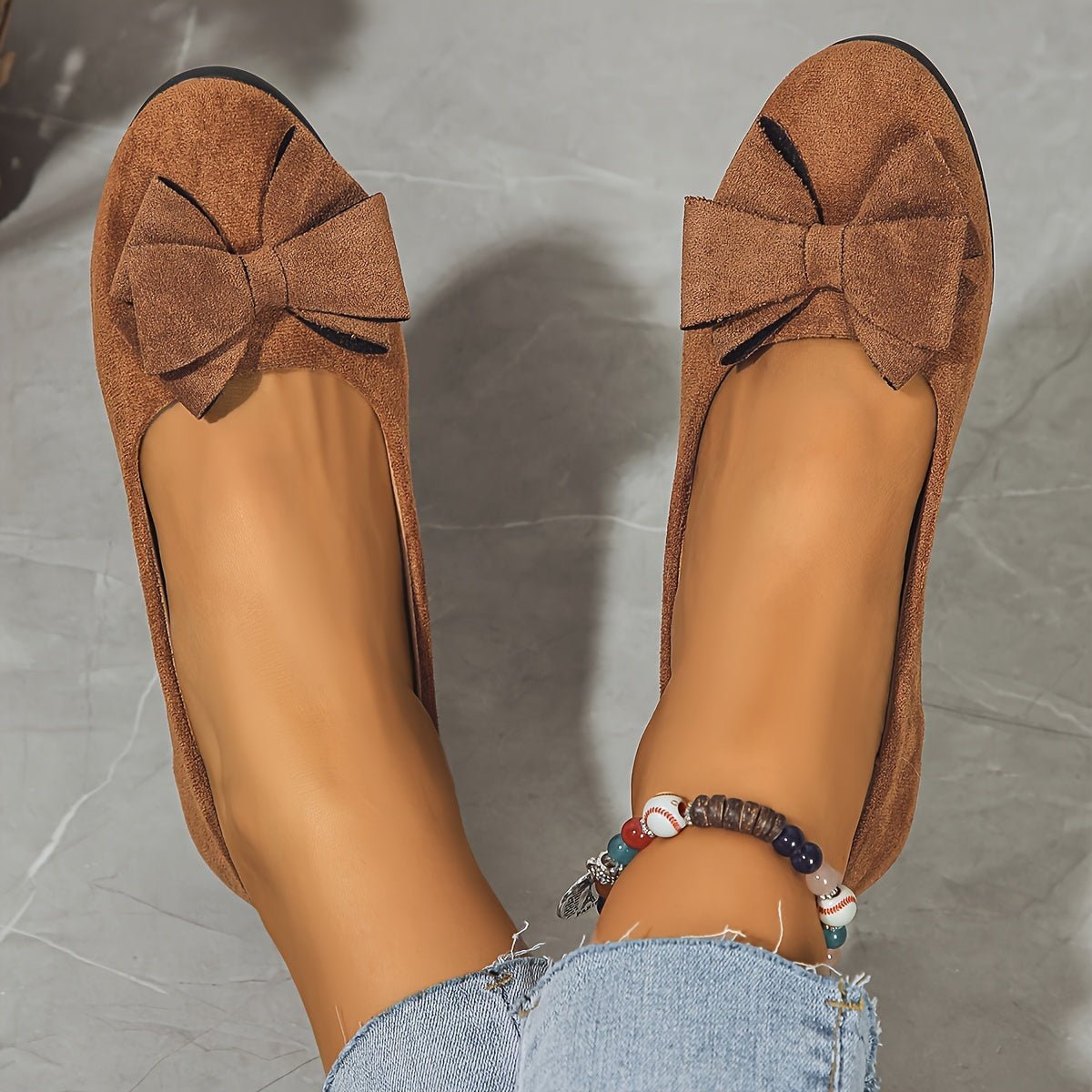 Women's Suede-Look Ballet Flats with Slip-On Design – Elegant Flat Shoes for Work, Weekends, Everyday Wear, and Smart Casual Styles