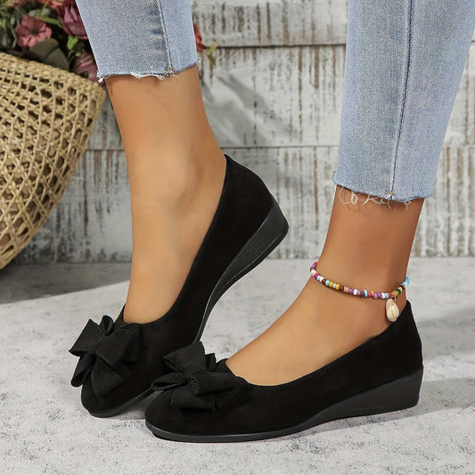 Damskie baleriny z wyglądem zamszu, wsuwane – eleganckie płaskie buty do pracy, na weekend, na co dzień i w stylu smart casual