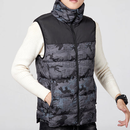 Men's USB-Heated Puffer Vest with Quilted Design and High Collar – Winter Gilet with Adjustable Heat Levels for Cold Days, Everyday Wear and Outdoor Use