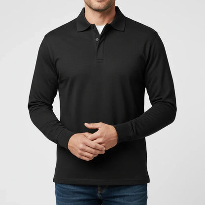 Herre Langærmet Poloshirt – Normal Pasform Til Elegant Hverdagsbrug