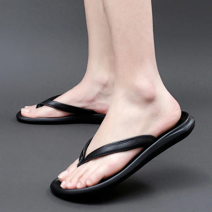 Herre Flip-Flop Sandaler I Kalveskind – Let Skridsikkert Sommerfodtøj