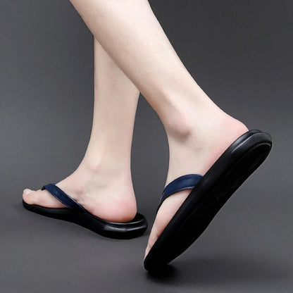 Herre Flip-Flop Sandaler I Kalveskind – Let Skridsikkert Sommerfodtøj