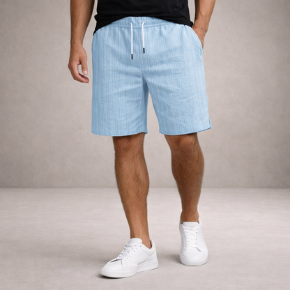 Herre Hørshorts Med Snøretalje Og Print – Afslappede Sommershorts Til Ferie, Strand, Fritid Og Hverdagsbrug