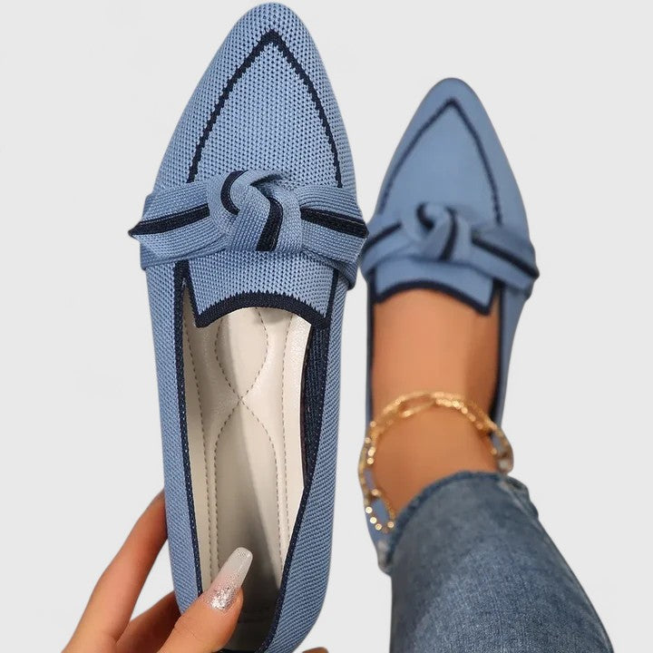 Dame Loafers med Spids Tå – Slip-On Flade Sko med Knudedetalje til Kontor og Hverdagsbrug