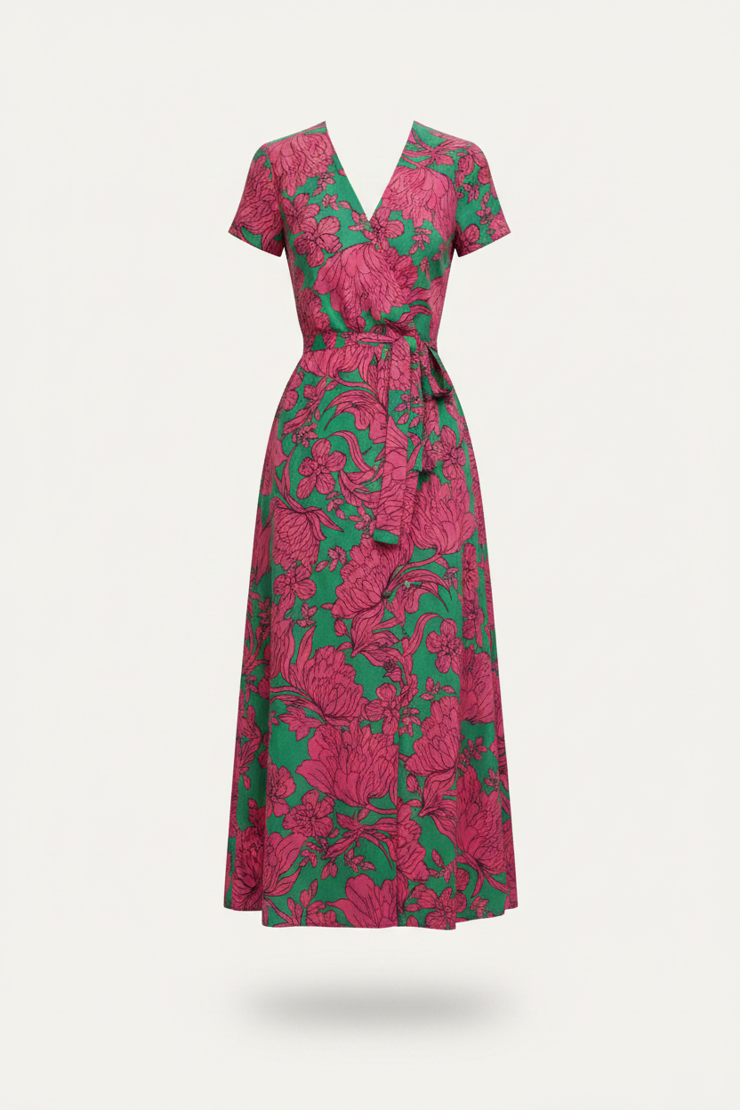 Women's Patterned Maxi Dress with an A-Line Silhouette – Elegant Summer Dress for Vacation, Everyday Wear, and Casual Occasions