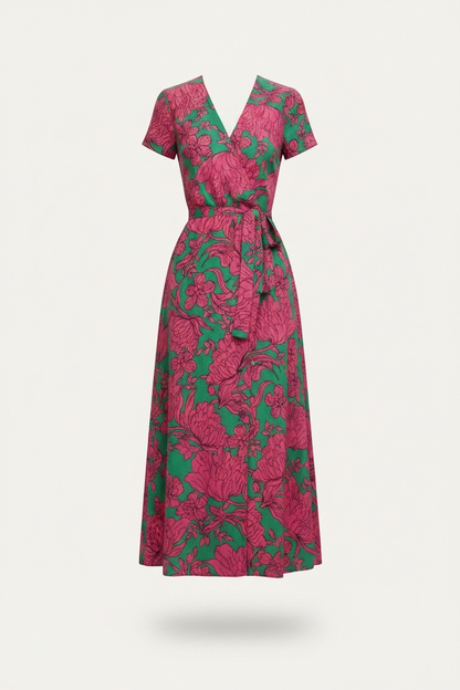 Women's Patterned Maxi Dress with an A-Line Silhouette – Elegant Summer Dress for Vacation, Everyday Wear, and Casual Occasions