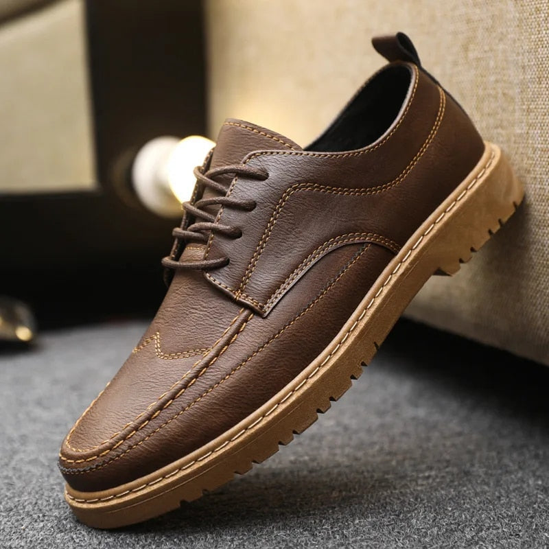 Pantofi Derby casual pentru bărbați, cu șireturi și cusături tip mocasin – pantofi joși cu talpă profilată robustă pentru utilizare zilnică, birou și stil smart casual