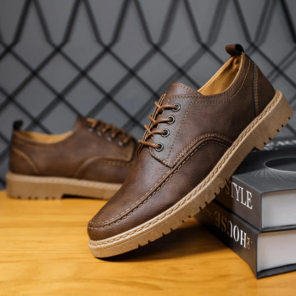 Pantofi Derby casual pentru bărbați, cu șireturi și cusături tip mocasin – pantofi joși cu talpă profilată robustă pentru utilizare zilnică, birou și stil smart casual