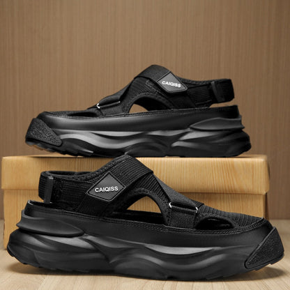 Men's Closed Sport Sandals with Adjustable Cross Straps and Mesh Panels - Comfortable Sandals with a Chunky Sole for Leisure, Hiking and Outdoor Use
