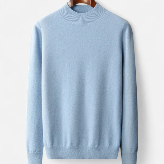Herre Sweater I Ren Uld Med Halvhøj Hals – Varm Og Klassisk Strik Til Efterår, Vinter, Hverdagsbrug Og Smart Casual Stil