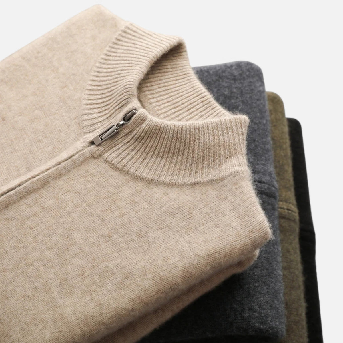 Men's Merino Wool Cardigan with Zip Closure – Elegant Knitwear for Autumn, Winter, Everyday Wear and Smart Casual Style