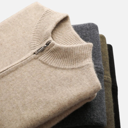 Men's Merino Wool Cardigan with Zip Closure – Elegant Knitwear for Autumn, Winter, Everyday Wear and Smart Casual Style