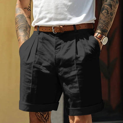 Pánské plisované letní šortky s ohrnutými nohavicemi – šortky na míru s elegantním střihem na dovolenou, volný čas i ve stylu smart casual