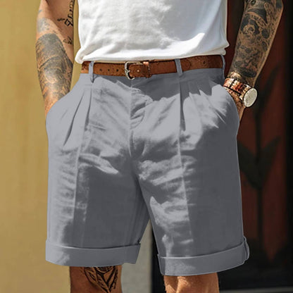 Pánské plisované letní šortky s ohrnutými nohavicemi – šortky na míru s elegantním střihem na dovolenou, volný čas i ve stylu smart casual