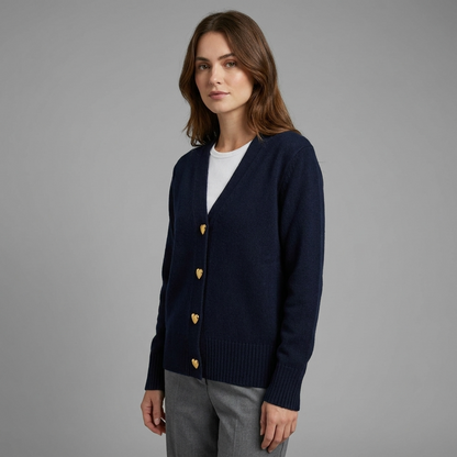 Dame Strikket Cardigan Med V-udskæring Og Knaplukning Foran – Elegant Efterårsstrik Til Hverdagsbrug, Kontor, Fritid Og Smart Casual Stil