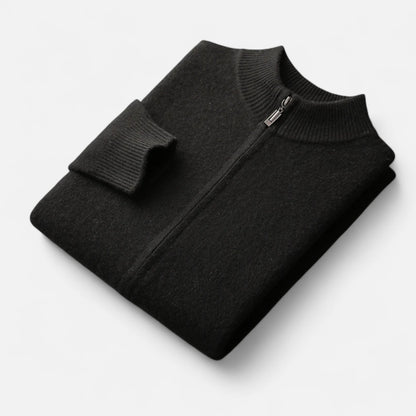 Men's Merino Wool Cardigan with Zip Closure – Elegant Knitwear for Autumn, Winter, Everyday Wear and Smart Casual Style
