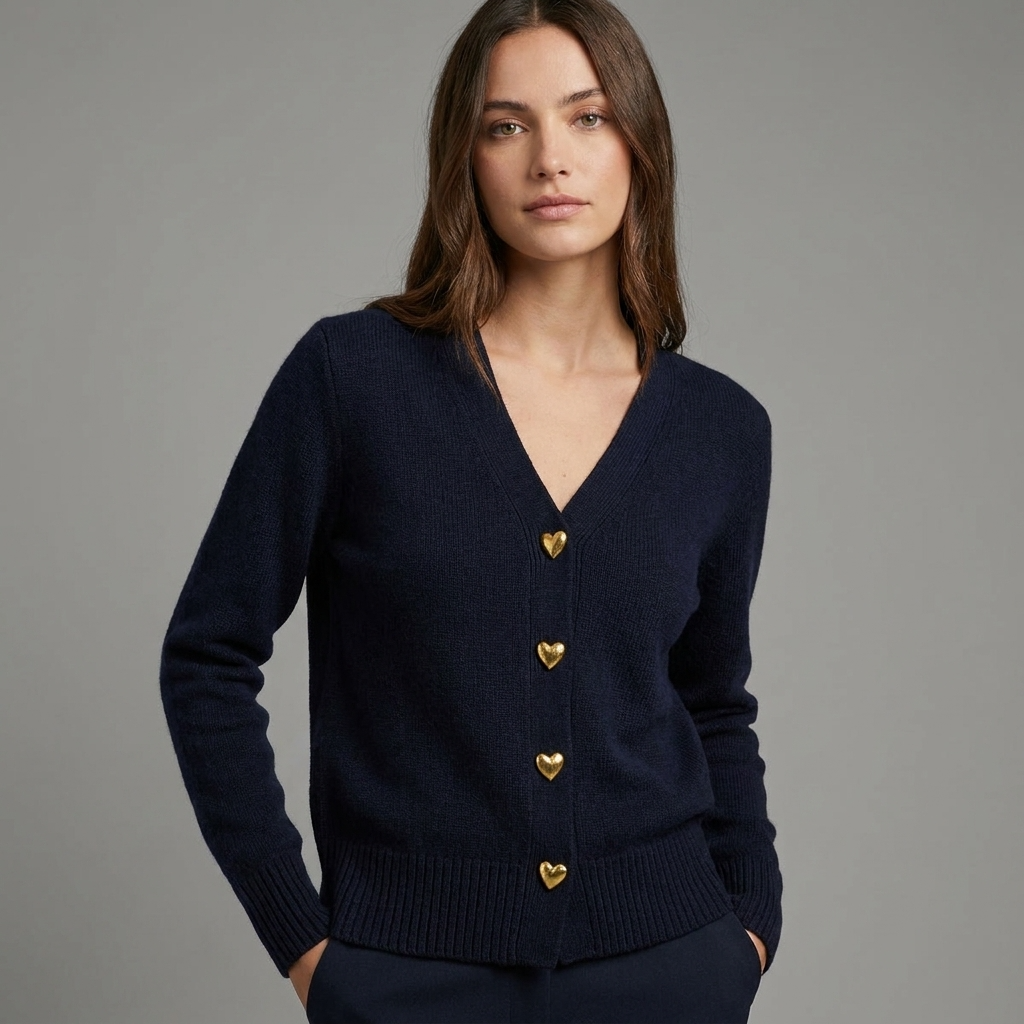 Dame Strikket Cardigan Med V-udskæring Og Knaplukning Foran – Elegant Efterårsstrik Til Hverdagsbrug, Kontor, Fritid Og Smart Casual Stil