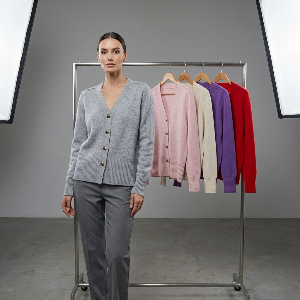 Dame Strikket Cardigan Med V-udskæring Og Knaplukning Foran – Elegant Efterårsstrik Til Hverdagsbrug, Kontor, Fritid Og Smart Casual Stil