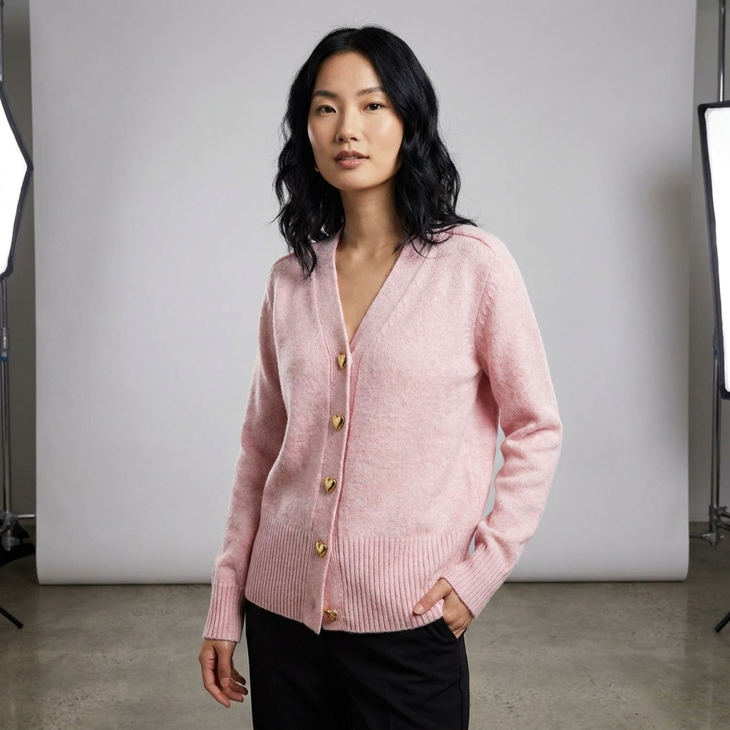 Dame Strikket Cardigan Med V-udskæring Og Knaplukning Foran – Elegant Efterårsstrik Til Hverdagsbrug, Kontor, Fritid Og Smart Casual Stil