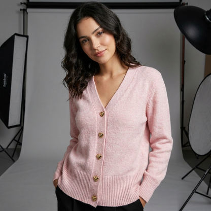 Dame Strikket Cardigan Med V-udskæring Og Knaplukning Foran – Elegant Efterårsstrik Til Hverdagsbrug, Kontor, Fritid Og Smart Casual Stil