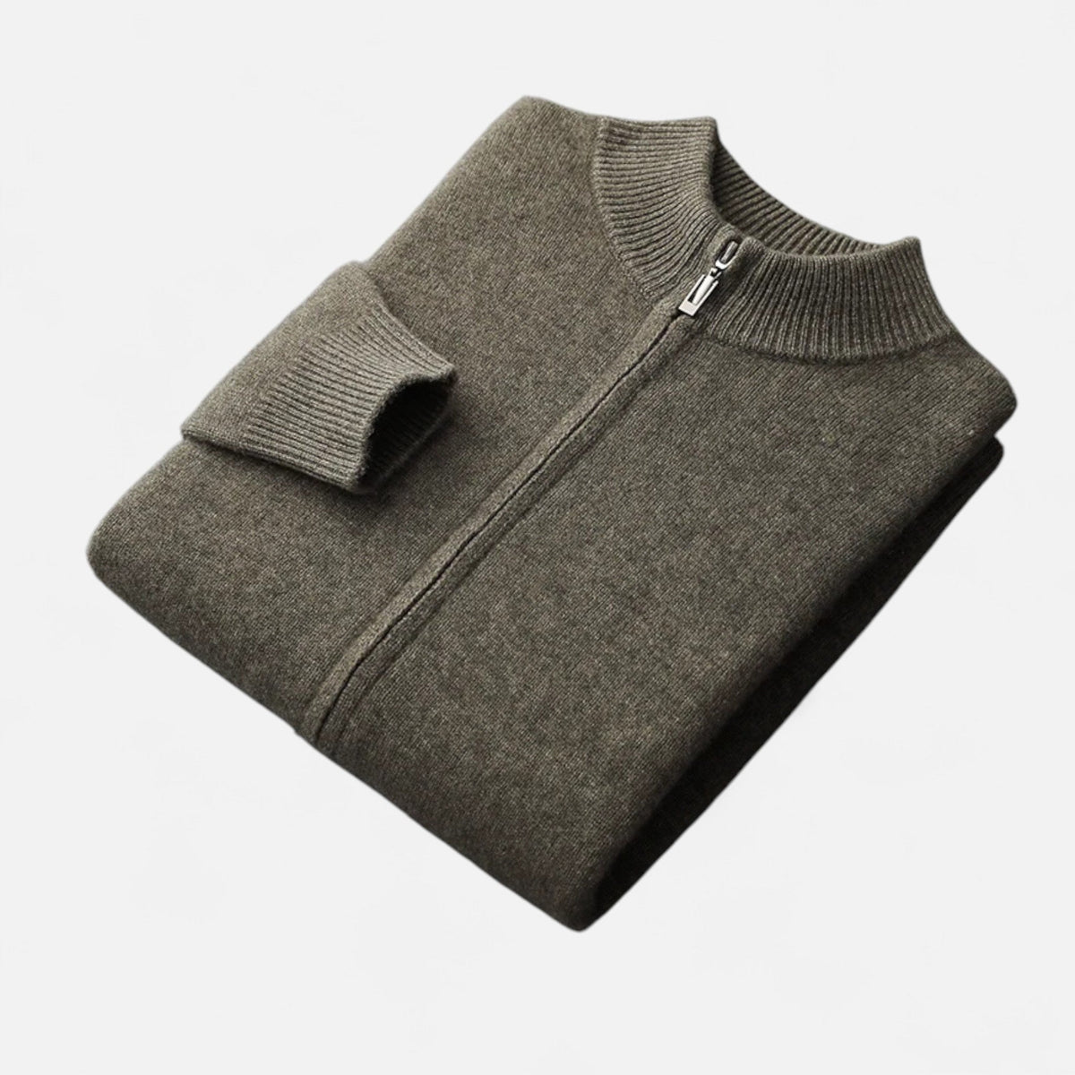 Men's Merino Wool Cardigan with Zip Closure – Elegant Knitwear for Autumn, Winter, Everyday Wear and Smart Casual Style