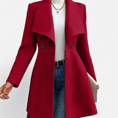 Abrigo de lana para mujer con cuello de solapa - Abrigo de invierno clásico para otoño, invierno, la oficina y el día a día
