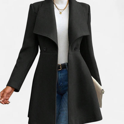 Abrigo de lana para mujer con cuello de solapa - Abrigo de invierno clásico para otoño, invierno, la oficina y el día a día