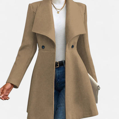 Abrigo de lana para mujer con cuello de solapa - Abrigo de invierno clásico para otoño, invierno, la oficina y el día a día