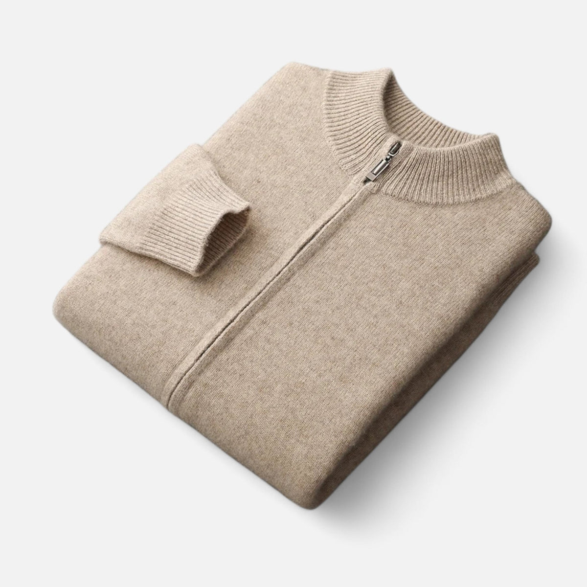 Men's Merino Wool Cardigan with Zip Closure – Elegant Knitwear for Autumn, Winter, Everyday Wear and Smart Casual Style