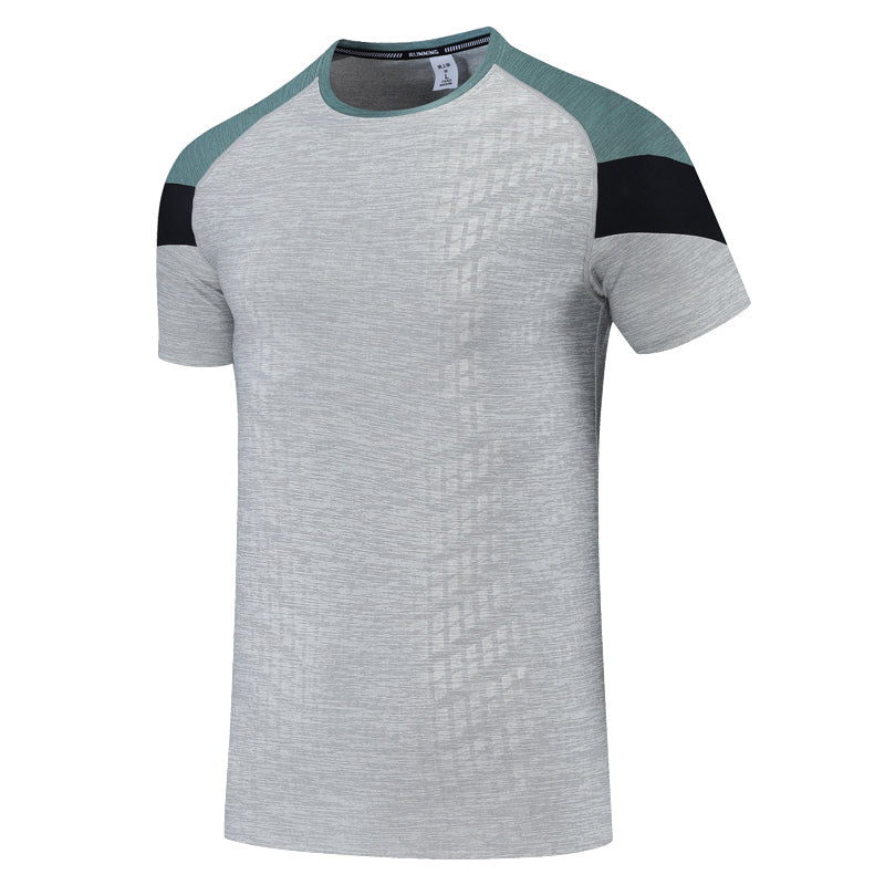 Herre Color-block Sport T-shirt Med Rund Hals Og Korte Ærmer – Træningstop Med Skulderpaneler Til Fitness, Sport, Løb Og Fritid