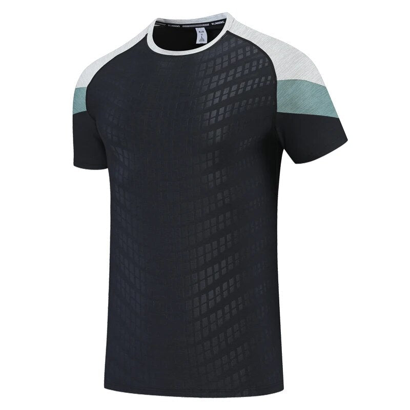 Herre Color-block Sport T-shirt Med Rund Hals Og Korte Ærmer – Træningstop Med Skulderpaneler Til Fitness, Sport, Løb Og Fritid