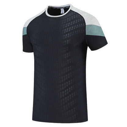 Herre Color-block Sport T-shirt Med Rund Hals Og Korte Ærmer – Træningstop Med Skulderpaneler Til Fitness, Sport, Løb Og Fritid