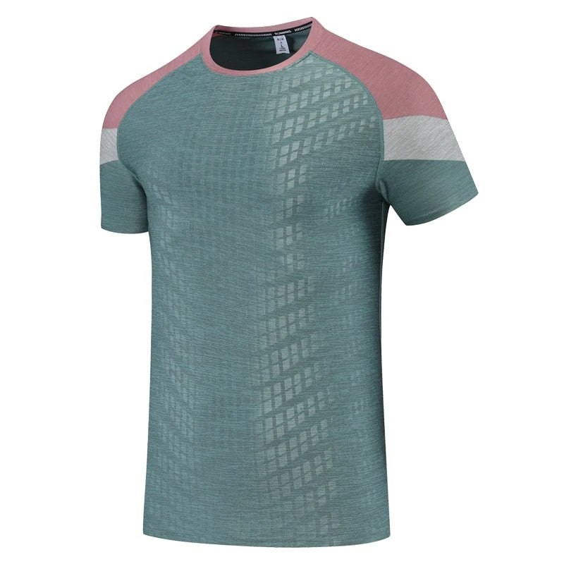 Herre Color-block Sport T-shirt Med Rund Hals Og Korte Ærmer – Træningstop Med Skulderpaneler Til Fitness, Sport, Løb Og Fritid