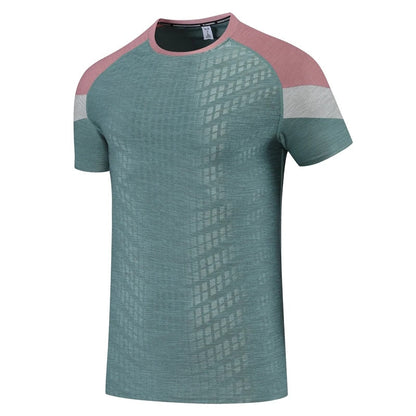 Herre Color-block Sport T-shirt Med Rund Hals Og Korte Ærmer – Træningstop Med Skulderpaneler Til Fitness, Sport, Løb Og Fritid