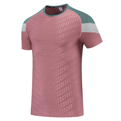 Herre Color-block Sport T-shirt Med Rund Hals Og Korte Ærmer – Træningstop Med Skulderpaneler Til Fitness, Sport, Løb Og Fritid
