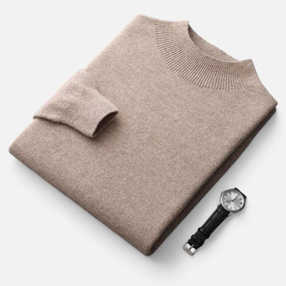 Męski sweter z czystej wełny z półgolfem - ciepła i klasyczna dzianina na jesień, zimę, co dzień i w stylu smart casual