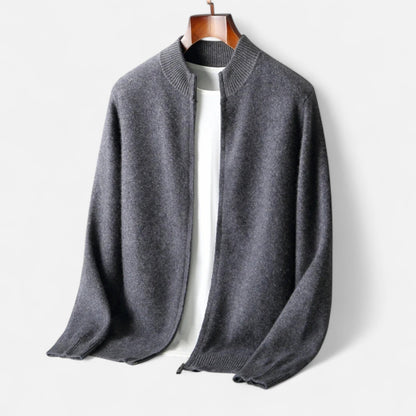 Men's Merino Wool Cardigan with Zip Closure – Elegant Knitwear for Autumn, Winter, Everyday Wear and Smart Casual Style