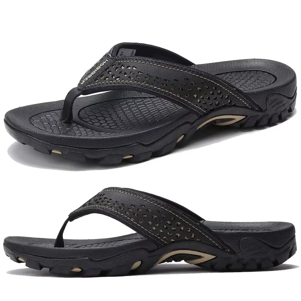 Herre Flip-flops Med Tekstureret Sål – Afslappede Sommersandaler Til Strand, Ferie, Fritid Og Udendørsbrug