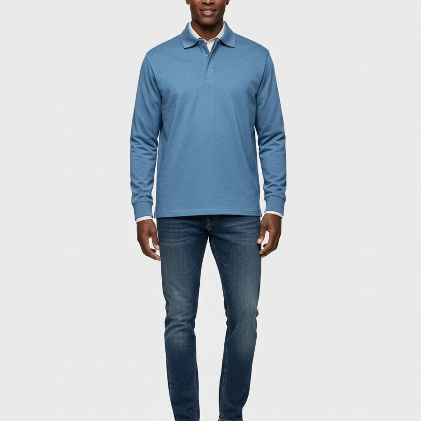 Herre Langærmet Poloshirt – Normal Pasform Til Elegant Hverdagsbrug