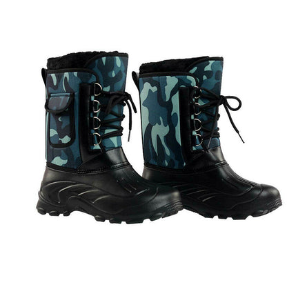 Botas de nieve impermeables para hombre con forro de felpa, cordones y suela de goma antideslizante – Cálidas botas de invierno hasta media pantorrilla para días fríos y actividades al aire libre
