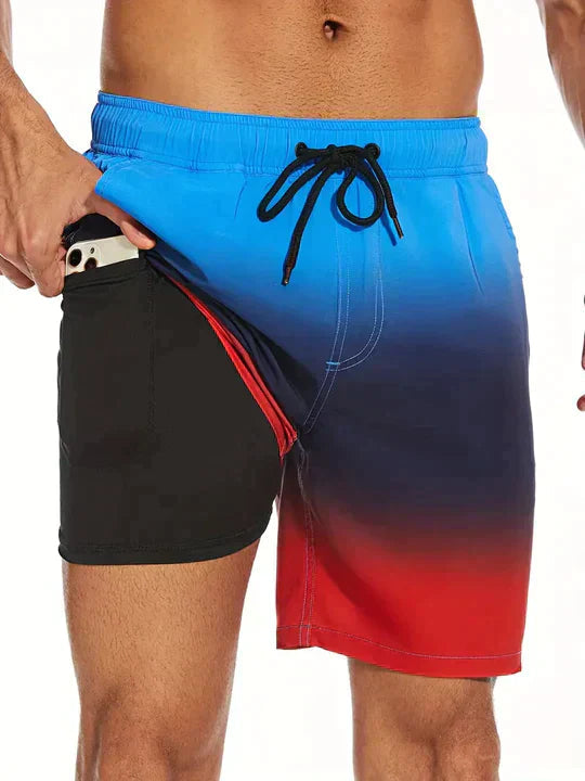 Herre Badeshorts Med Print Og Justerbar Snøre – Afslappede Shorts Til Strand, Pool, Ferie Og Sommerens Fritidsaktiviteter