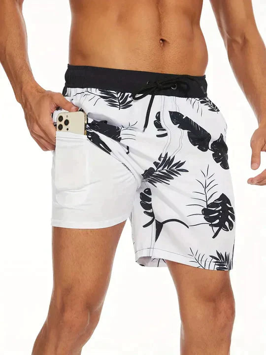 Herre Badeshorts Med Print Og Justerbar Snøre – Afslappede Shorts Til Strand, Pool, Ferie Og Sommerens Fritidsaktiviteter