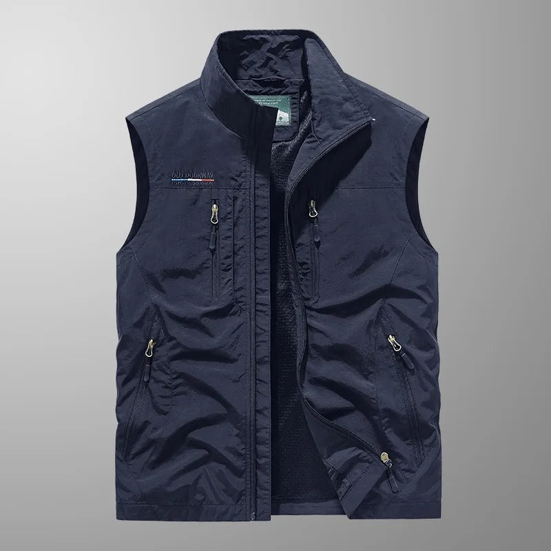 Men's quilted vest with zip closure and high collar – practical transitional jacket for outdoor use, everyday wear, and leisure