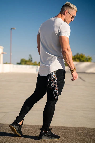 Herre Longline T-Shirt i Athletic Fit med Stretch Komfort