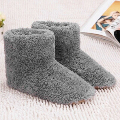 Women's USB-Heated Plush-Lined Winter Bootie Slippers - Washable and Non-Slip Slippers for Cold Days, Home and Relaxation