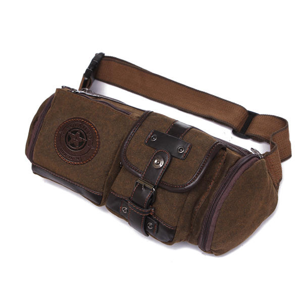 Herre Vintage Bæltetaske I Canvas Med Flere Lommer – Praktisk Utility-taske Med Justerbar Crossbody-rem Til Hverdagsbrug, Rejser Og Fritid