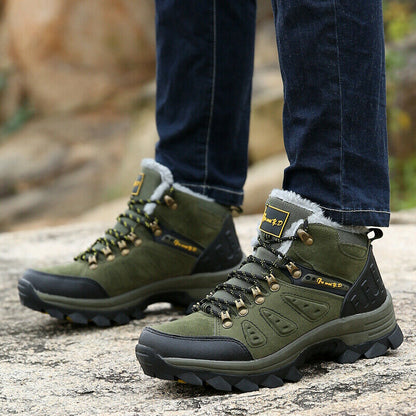 Botas de senderismo de invierno hidrorrepelentes para hombre con forro de polar y suela dentada antideslizante - botas outdoor cálidas para invierno, senderismo y actividades al aire libre