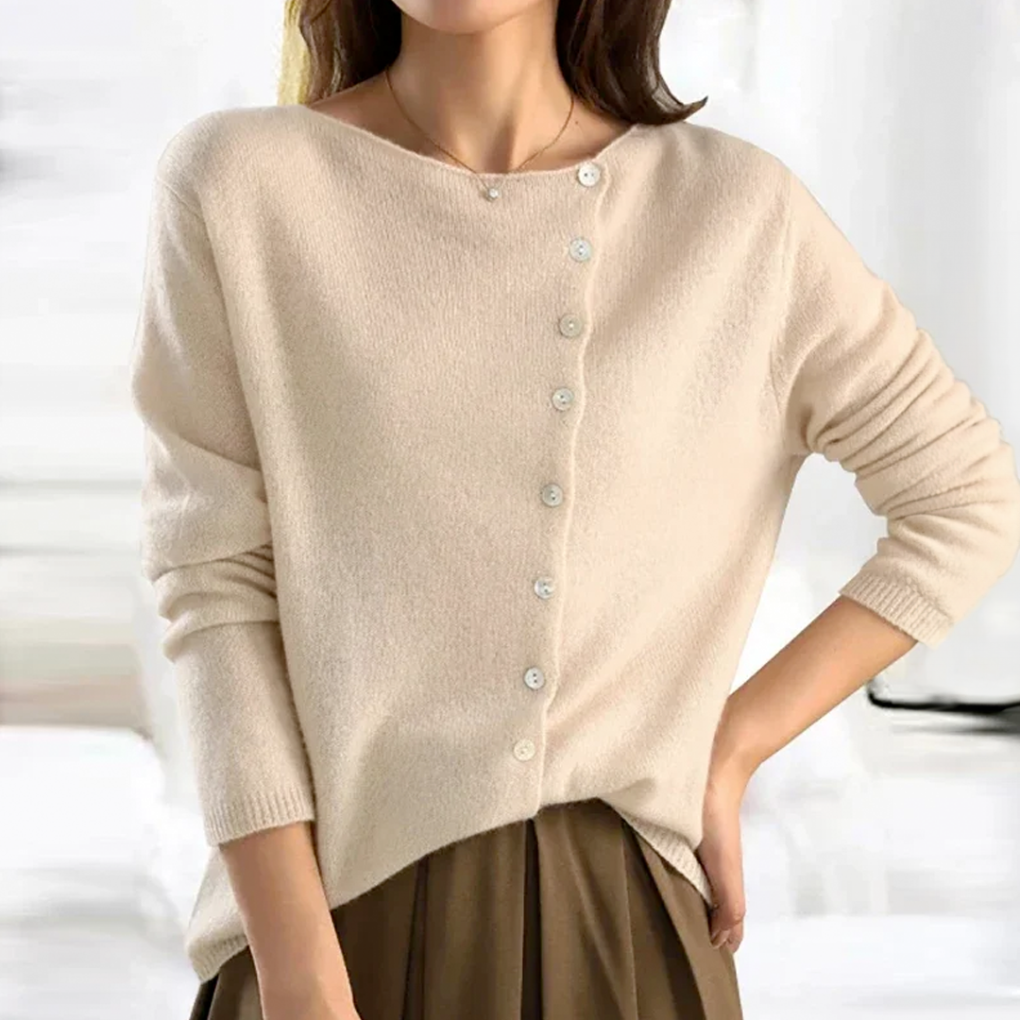 Cárdigan de punto para mujer con cierre frontal de botones y corte relajado - Prenda clásica de punto para combinar en capas en el día a día, la oficina, el tiempo libre y un estilo casual elegante