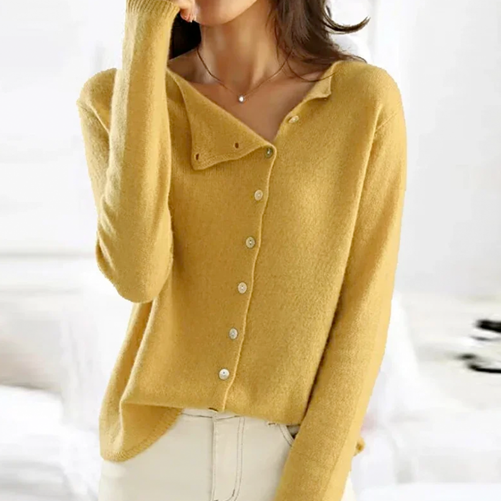 Cárdigan de punto para mujer con cierre frontal de botones y corte relajado - Prenda clásica de punto para combinar en capas en el día a día, la oficina, el tiempo libre y un estilo casual elegante